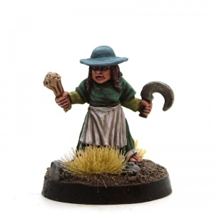 Female Halfling Farmer with Sickle - Clara Meadowfield