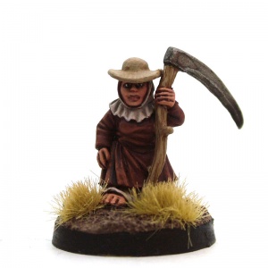 Female Halfling Farmer with Scythe - Donnafir the Reaper