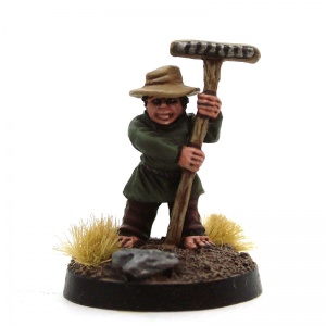 Male Halfling Farmer with Rake - Mungo Scratchsmith