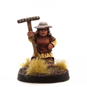 Female Halfling Farmer with Rake - Molly Moonraker