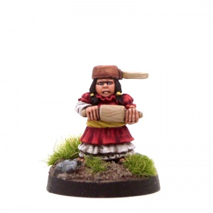 Female Halfling with Rolling Pin & Kitchen Pan - Henrietta Rollins